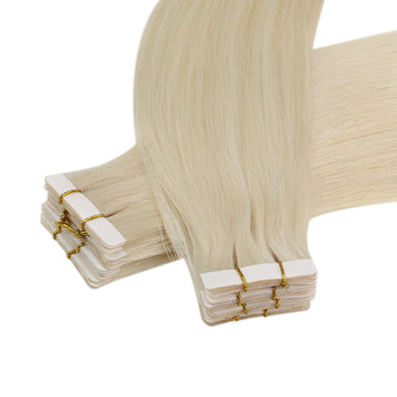 Up To 73% Off Seamless Injection Tape in Hair Extensions 100% Brazilian Virgin Hair Platinum Blonde Color(#60) - FShine Shop